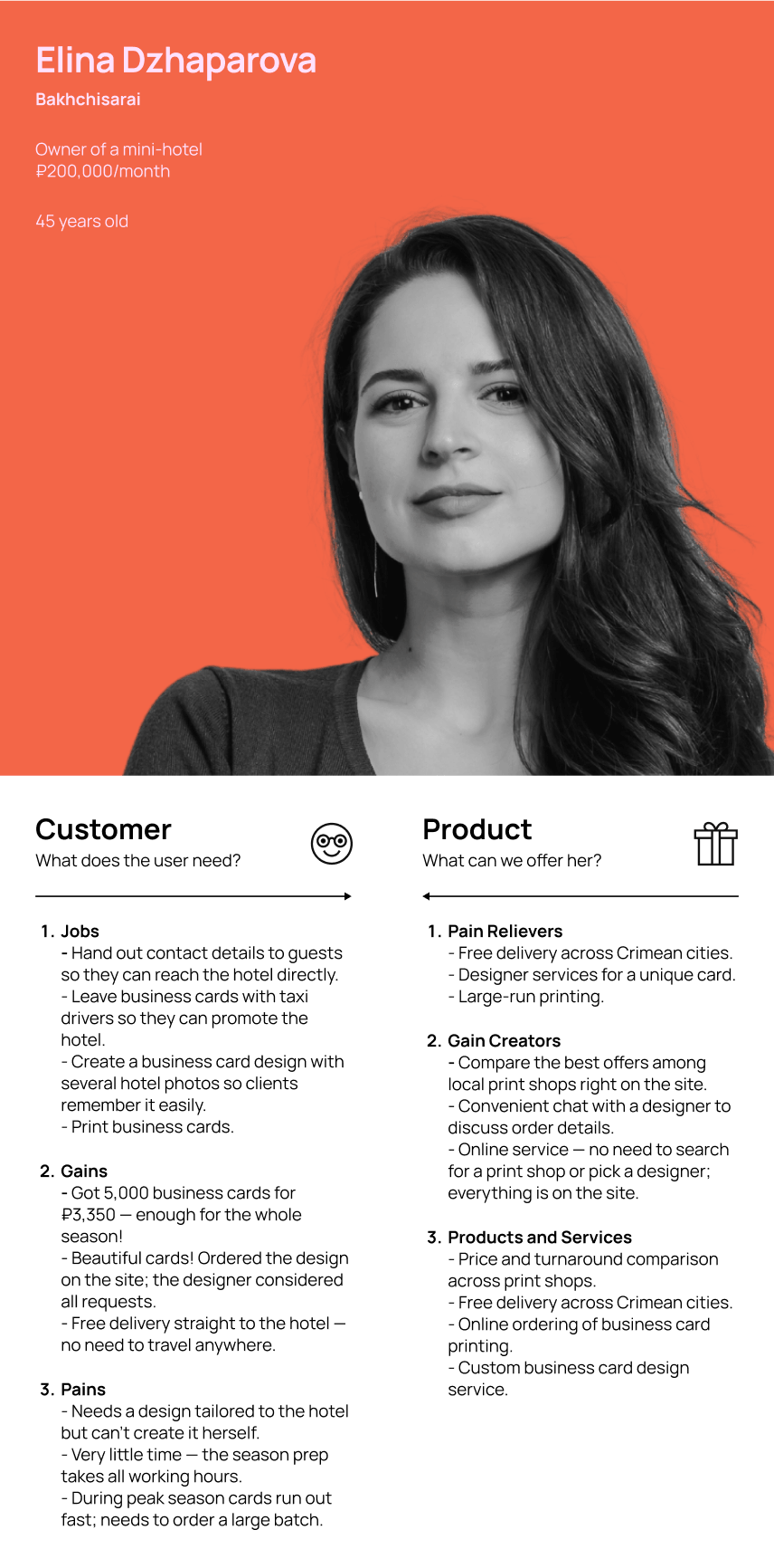 Customer persona with a prepared print file